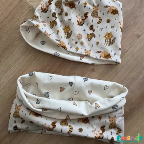 Pamut jersey, Szívek, Törtfehér  