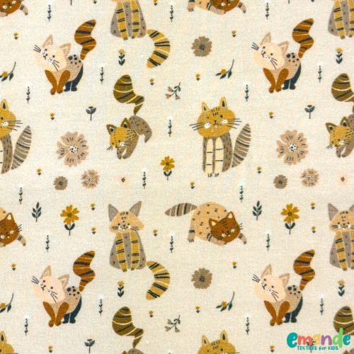 Pamut jersey, Cicák, Bézs  