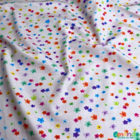 Pamut jersey, Apró virágok, Rózsaszín  