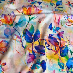 Pamut jersey,  Virágok   