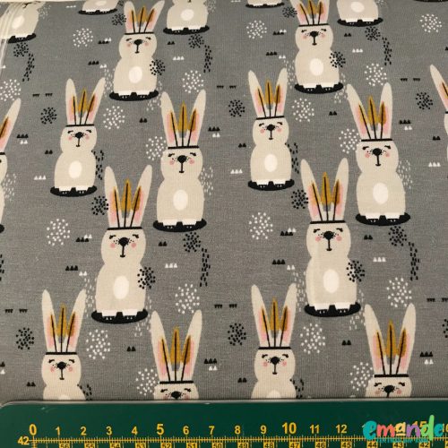 Pamut jersey, Indián nyuszik Sötétszürke