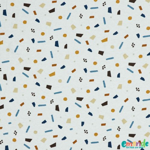 Bordás pamut jersey, Konfetti, Fehér  