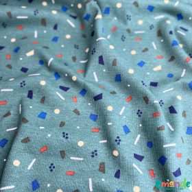 Bordás pamut jersey, Konfetti, Erdőzöld