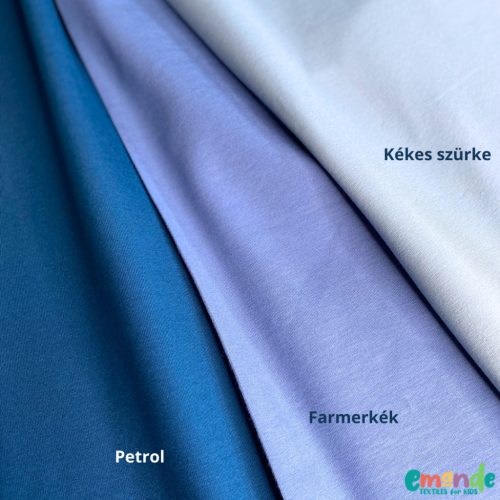 Prémium pamut jersey, Farmerkék   