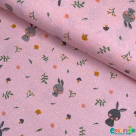 Pamut Flanel, Nyuszi, Világos rózsaszín