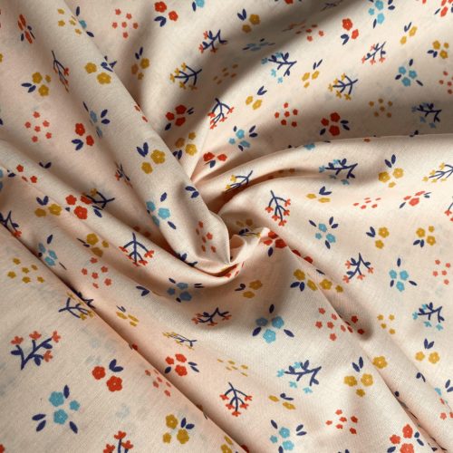 BIO Pamutvászon,  Apró virágok, Világos lazac  