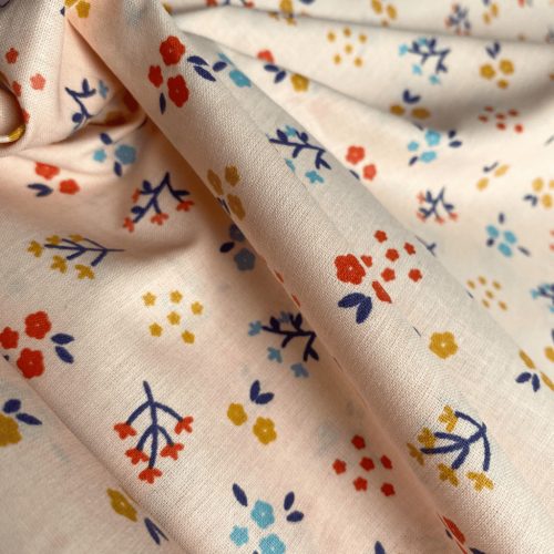 BIO Pamutvászon,  Apró virágok, Világos lazac  