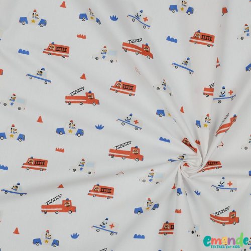 BIO Pamutvászon,  Szirénás járművek, Fehér  