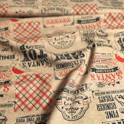 Karácsonyi pamutvászon, Karácsonyi hírmondó, Natúr   