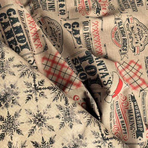 Karácsonyi pamutvászon, Karácsonyi hírmondó, Natúr   