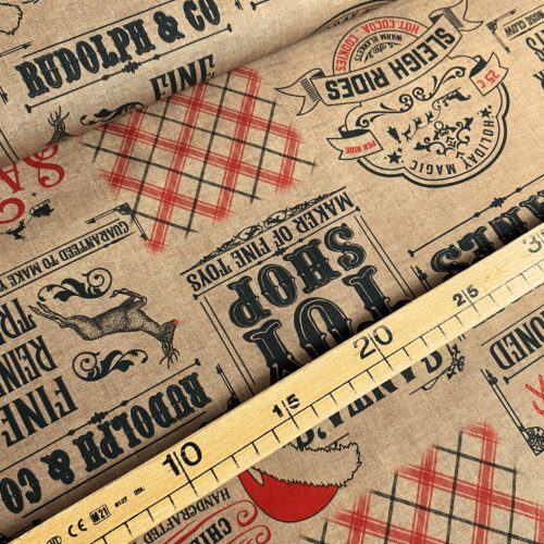 Karácsonyi pamutvászon, Karácsonyi hírmondó, Natúr   