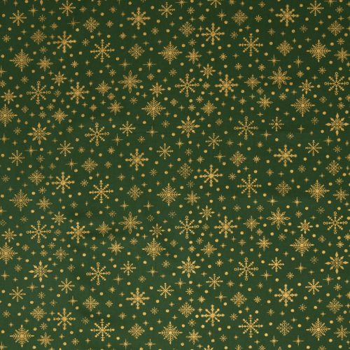 Karácsonyi pamutvászon, Csillagok,  Sötétzöld 