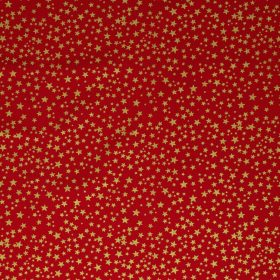 Karácsonyi pamutvászon, Csillagok,  Piros 