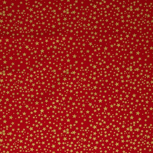 Karácsonyi pamutvászon, Csillagok,  Piros 