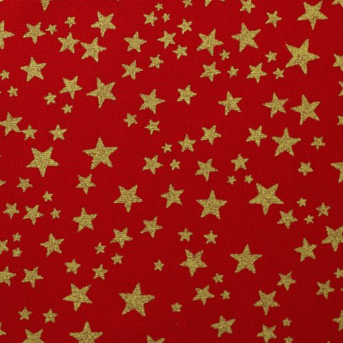 Karácsonyi pamutvászon, Csillagok,  Piros 