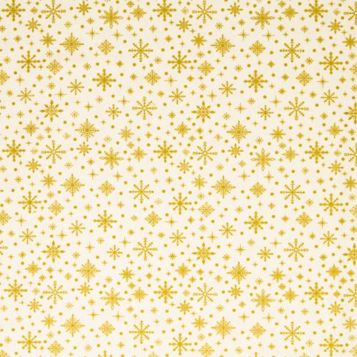 Karácsonyi pamutvászon, Hópehely, Törtfehér 