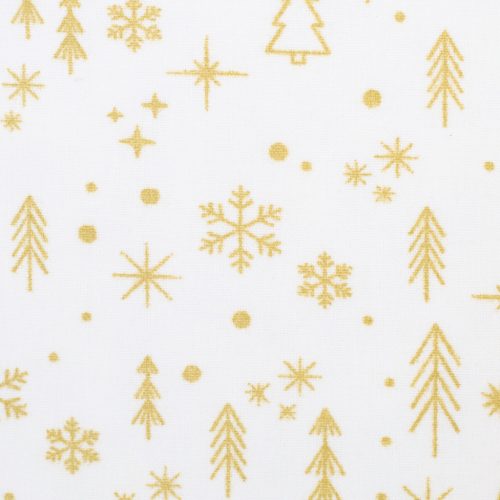 Karácsonyi pamutvászon, Fenyőfa,  Törtfehér 