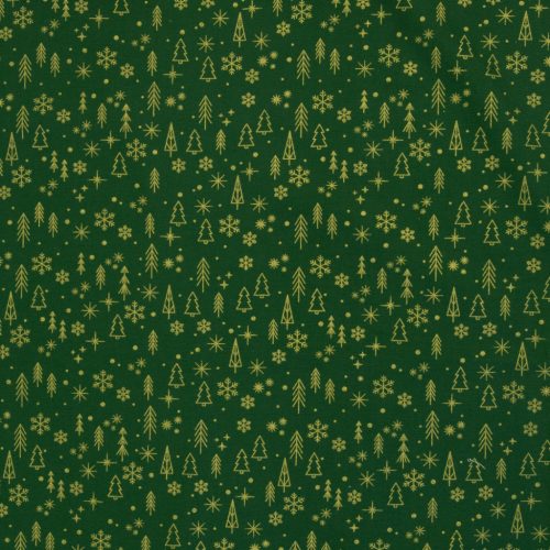 Karácsonyi pamutvászon, Fenyőfa,  Sötétzöld 