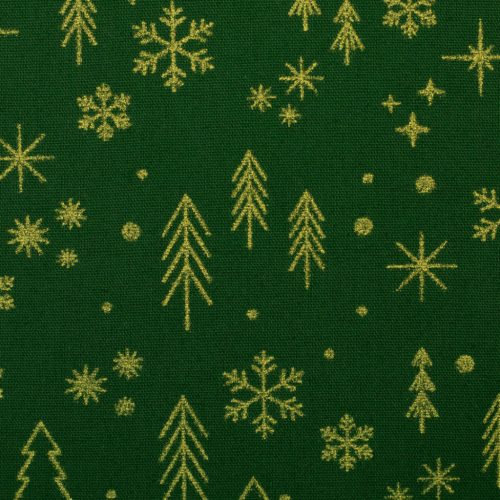 Karácsonyi pamutvászon, Fenyőfa,  Sötétzöld 