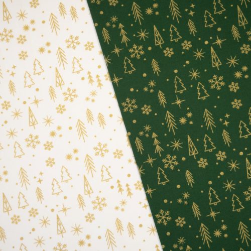 Karácsonyi pamutvászon, Fenyőfa,  Sötétzöld 