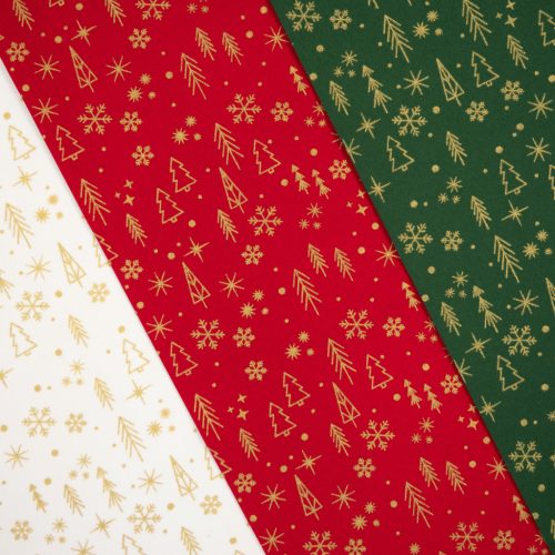 Karácsonyi pamutvászon, Fenyőfa,  Sötétzöld 