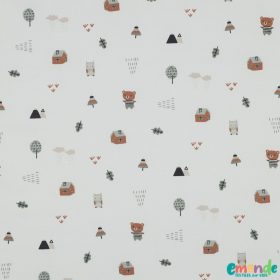 BIO Pamutvászon, Maci,  Fehér  