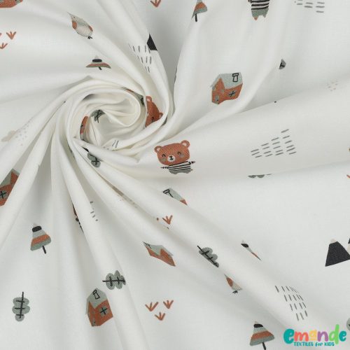 BIO Pamutvászon, Maci,  Fehér  