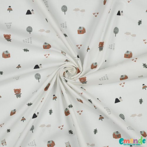 BIO Pamutvászon, Maci,  Fehér  