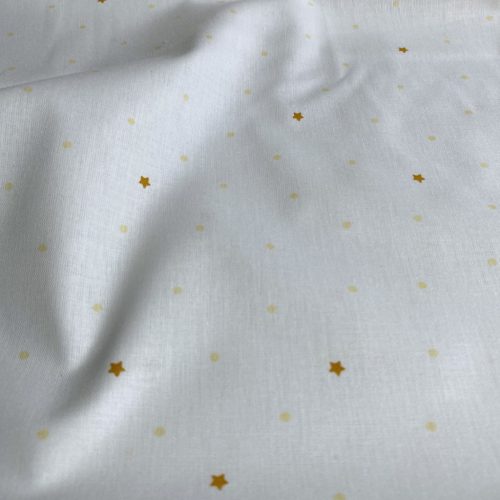 BIO Pamutvászon, Csillagok, Fehér  