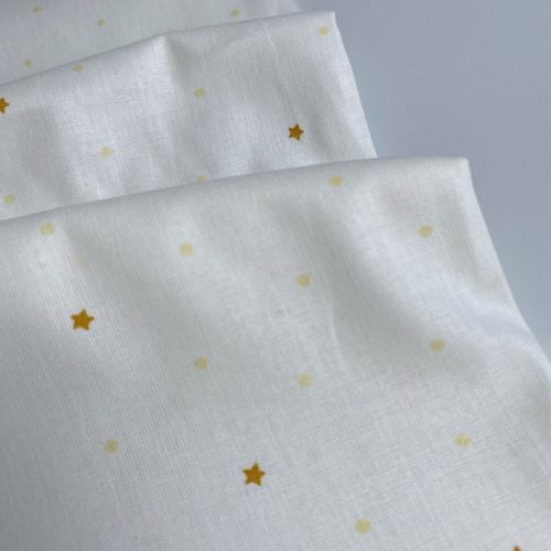 BIO Pamutvászon, Csillagok, Fehér  