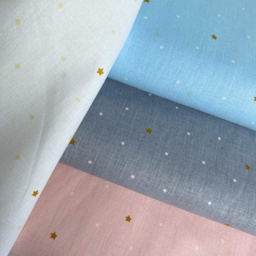 BIO Pamutvászon, Csillagok, Fehér  