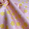 Pamutvászon, Sárga virágok Világos, rózsaszín