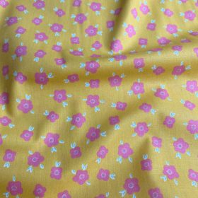 Pamutvászon, Rózsaszín virágok, Sárga