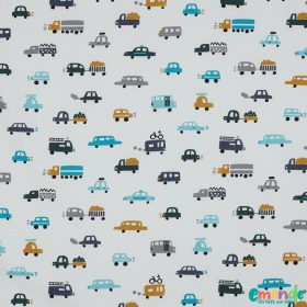 Pamutvászon, Autók, Fehér  