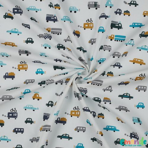 Pamutvászon, Autók, Fehér  