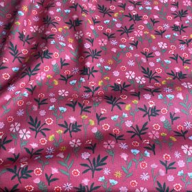 Pamutvászon, Virágok, Sötét rózsaszín  