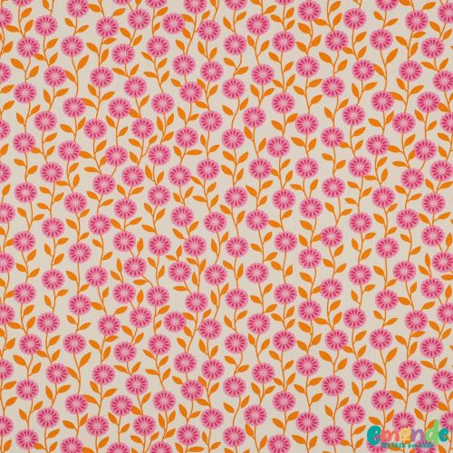 Pamutvászon,  Virágok, Ekrü  