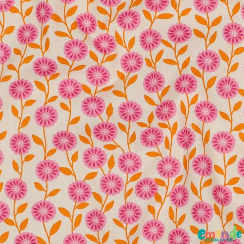 Pamutvászon,  Virágok, Ekrü  