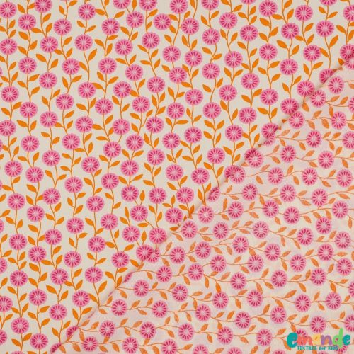 Pamutvászon,  Virágok, Ekrü  