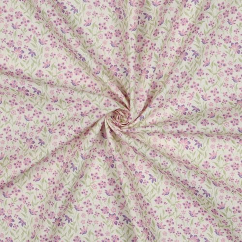 Pamutvászon, Lila virágok, Fehér