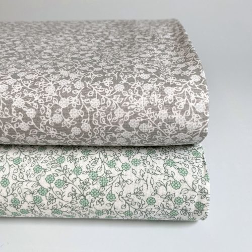 Pamutvászon, Virágok, Szürke 