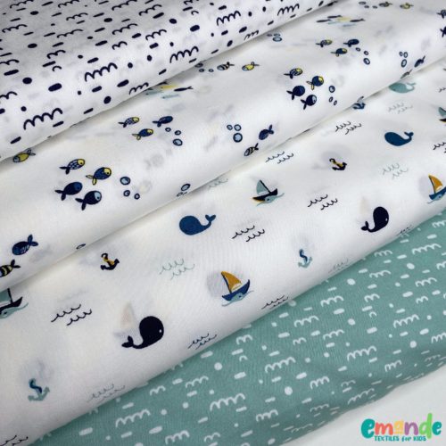 Pamutvászon, Fehér Vonalhernyó, Menta