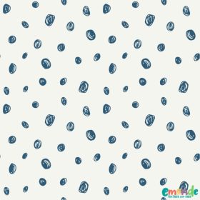 Pamutvászon, Kék irkafirka pöttyök, Fehér