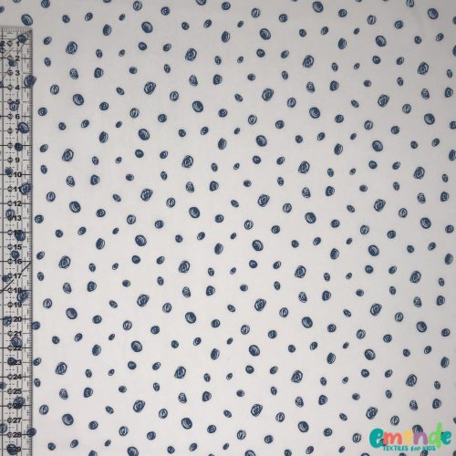 Pamutvászon, Kék irkafirka pöttyök, Fehér