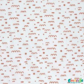 Pamutvászon, Terrakotta Vonalhernyó, Fehér