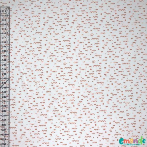 Pamutvászon, Terrakotta Vonalhernyó, Fehér