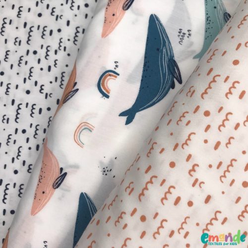 Pamutvászon, Kék-terrakotta Bálnák, Fehér