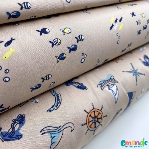 Pamutvászon, Halak,  Bézs