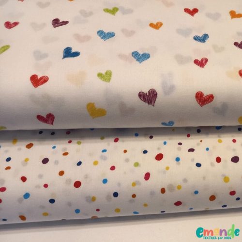 Pamutvászon, Színes pöttyök,  Fehér