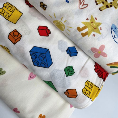 Pamutvászon, Építőkocka Fehér  